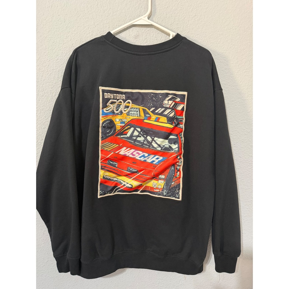 NASCAR Daytona 500 Graphic Sweatshirt Mens XL Black Racing Crewneck Auto